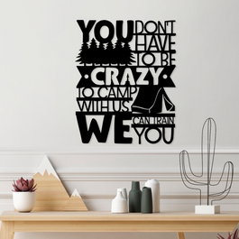 Wallity Camp With Us Escultura de Pared Negra de Metal